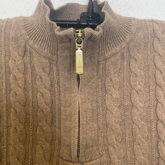 Karen Scott Petites Tan Cable Knit Long Sleeve Partial Zip Sweater EUC Sz SP - Picture 3 of 11